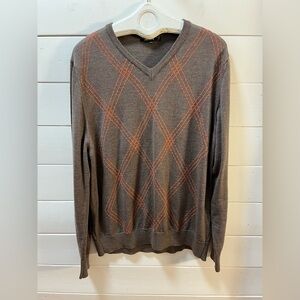SIMONS Brown & Orange – Italian Extra Fine Merino Wool Sweater XXL